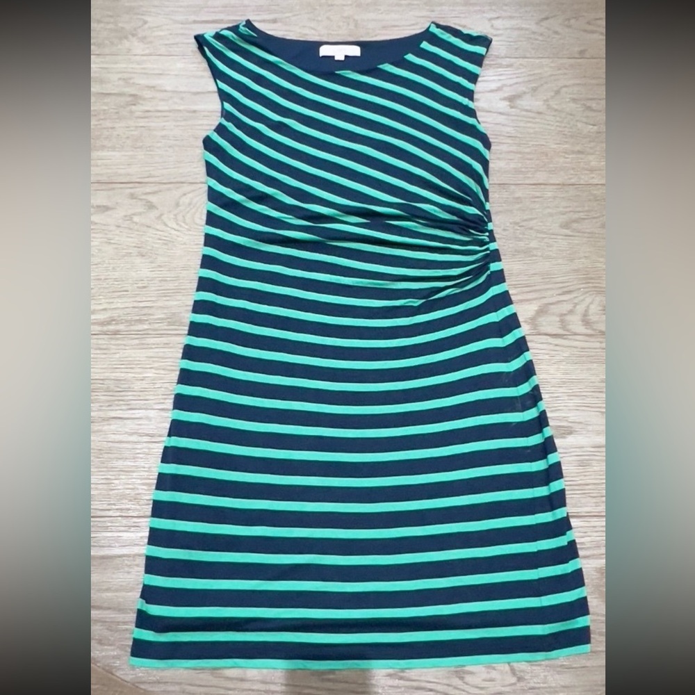 LOFT Navy with Green Stripes Dress